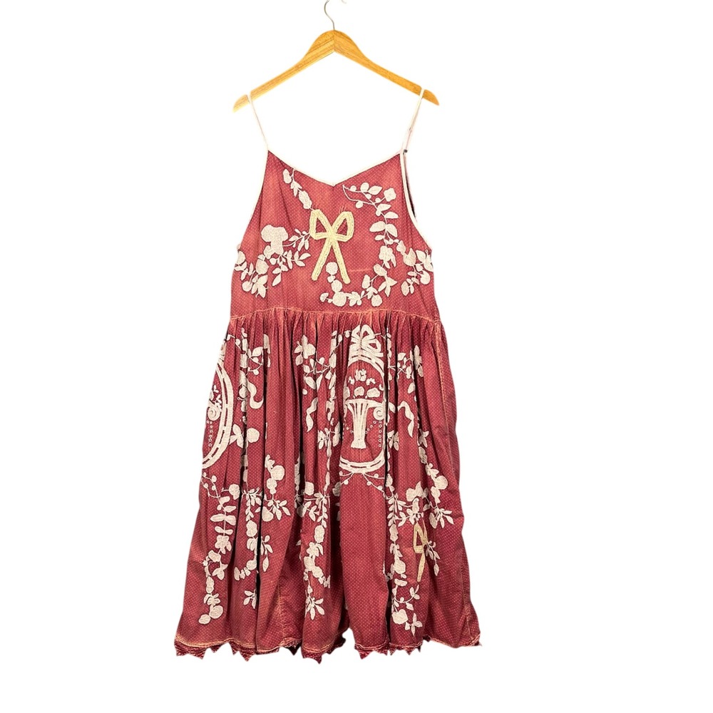 Magnolia Pearl Floral Applique Oeuvre Slip Dress Womens OS 151 Shirley Temple
